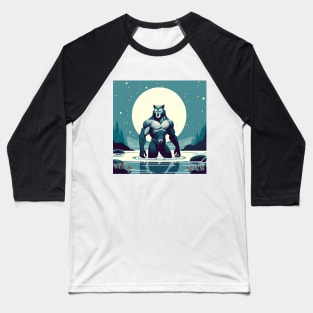 Bathing Werewolf Muscular Bara Art Baseball T-Shirt